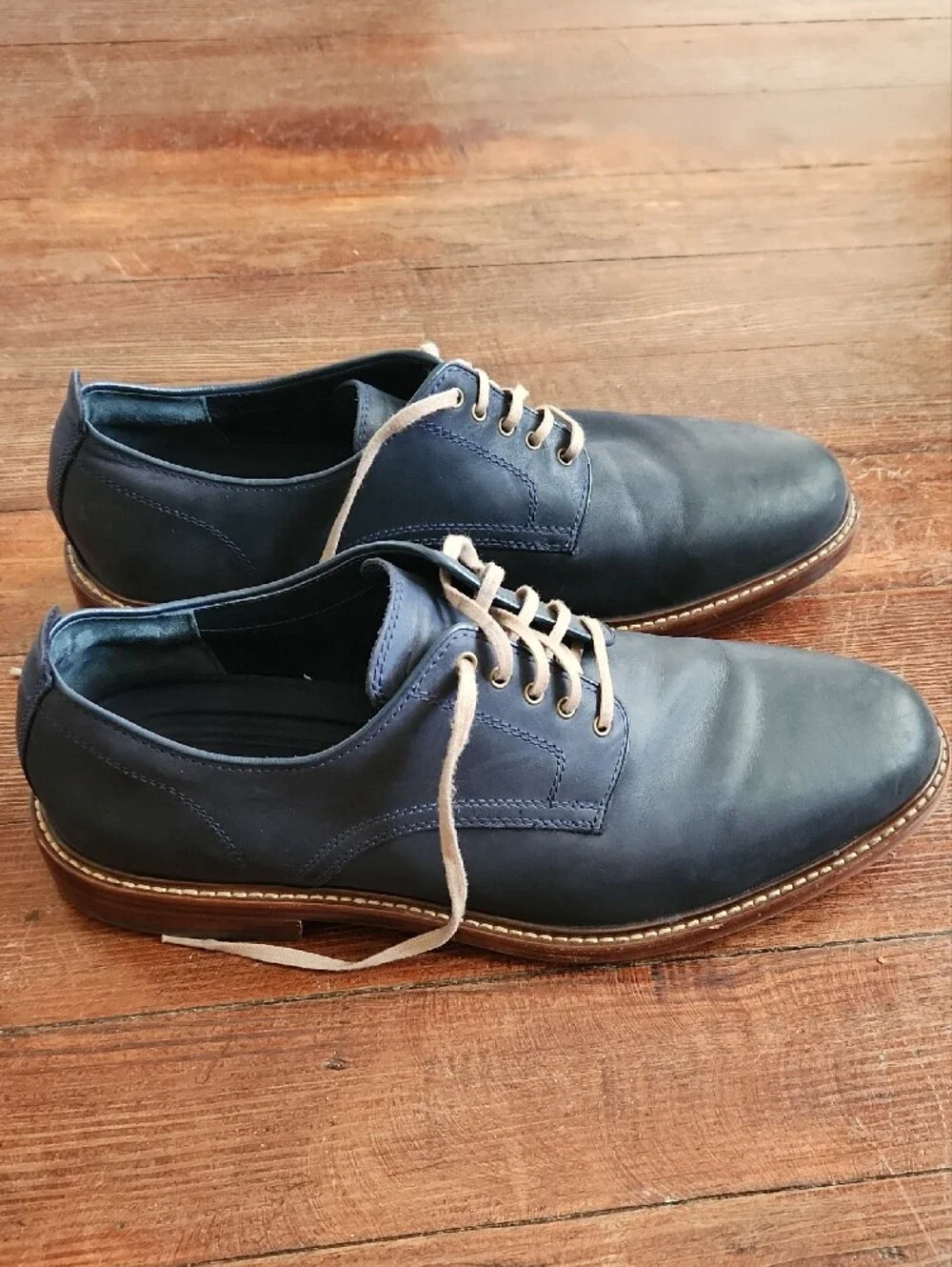 Cole Haan Tyler Grand Men's 11.5M Navy Blue Leather Plain Toe Oxford